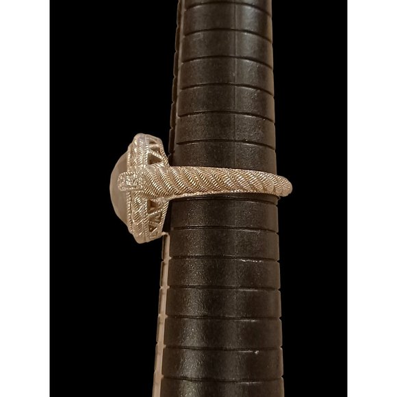 Judith Ripka 925 Sterling Silver Oval Natural Stone Size 9.75 Statement Ring - Picture 3 of 8